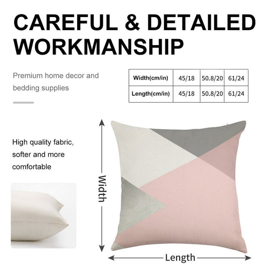 Geometrics - Grey Blush Silver Linen Throw Pillow Cover