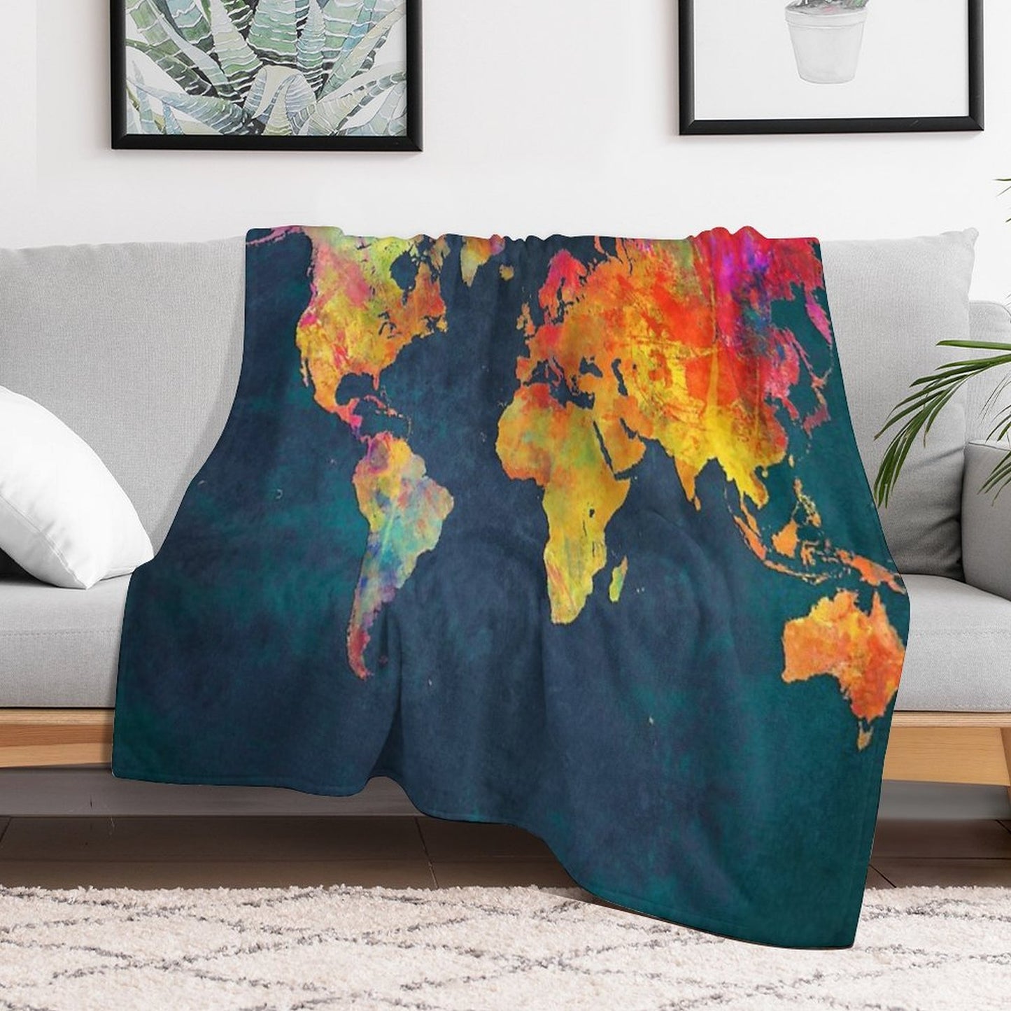 World Map Throw Blanket