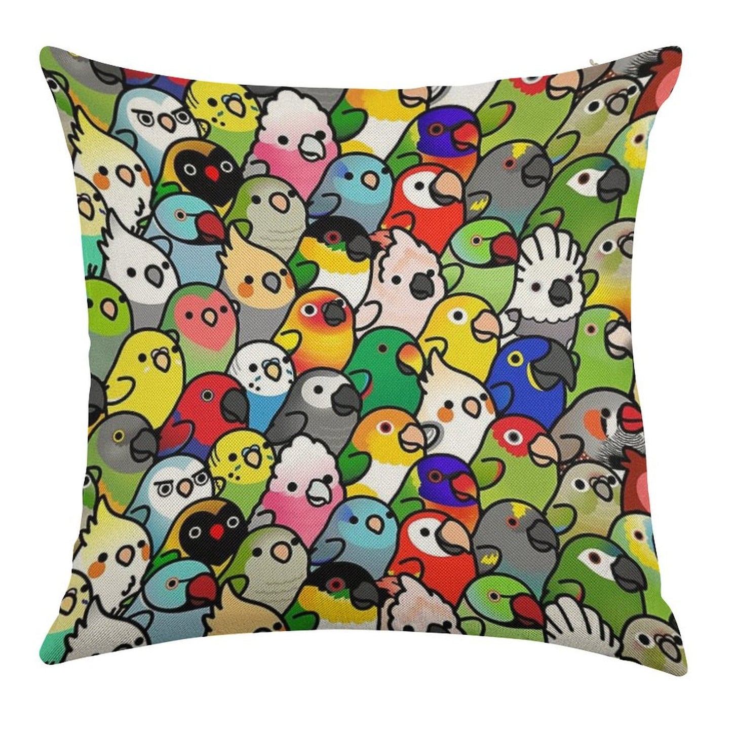 Everybirdy Pattern 2023 Linen Throw Pillow Cover