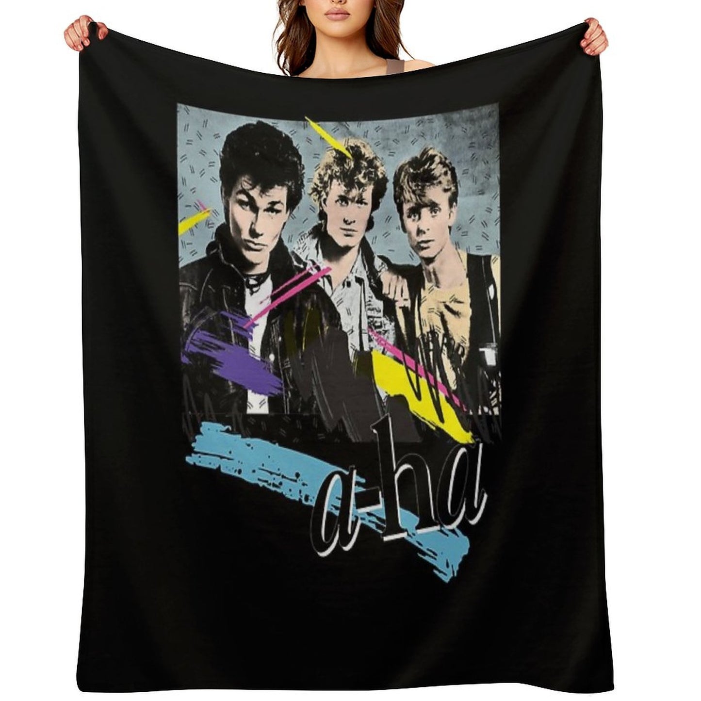 Original Vintage Styled 80s A-Ha Design Throw Blanket