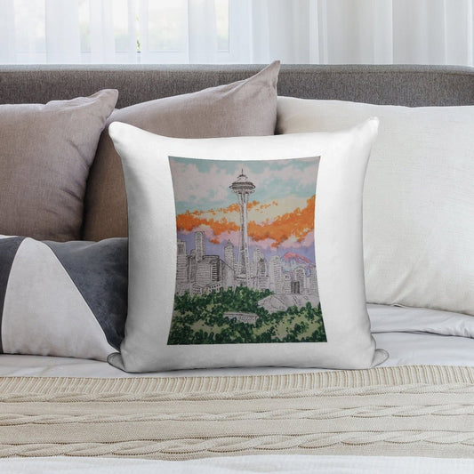 Seattle Soft Hidden Zipper Throw Pillow