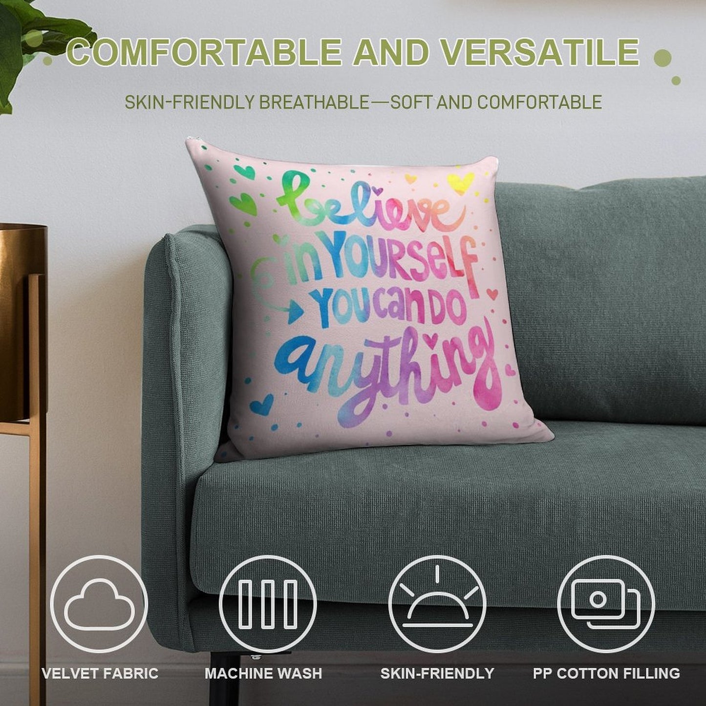 Believe in Yourself! Soft Ultra-Soft Texture Throw Pillow