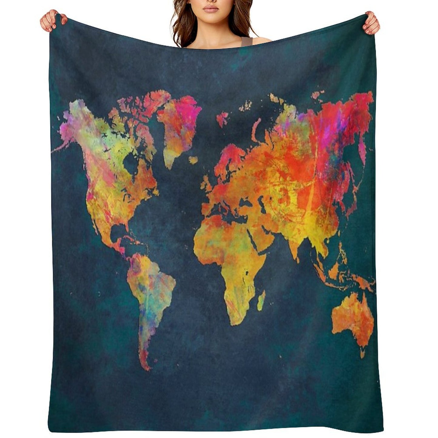 World Map Throw Blanket