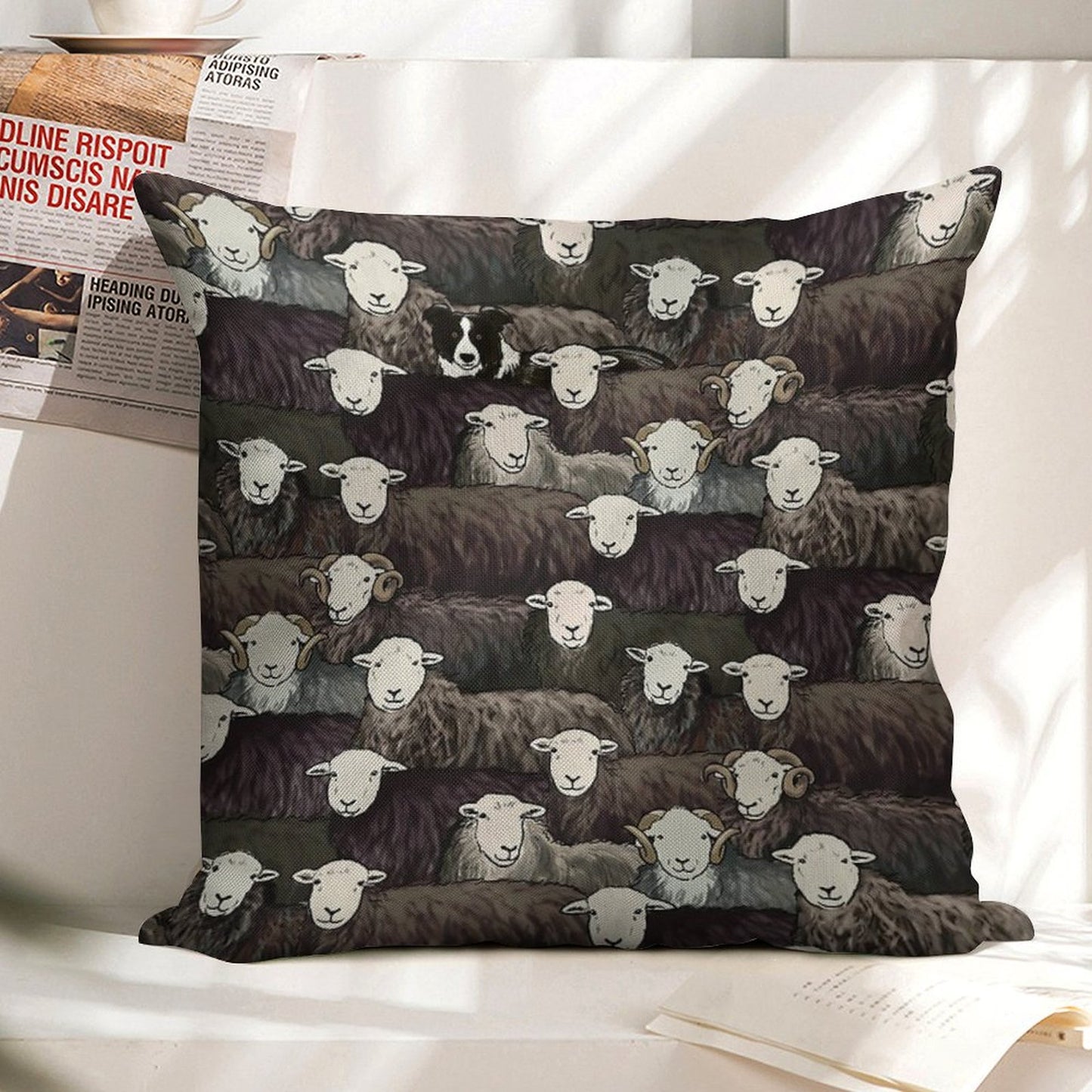 Herdwicks Linen Throw Pillow Cover