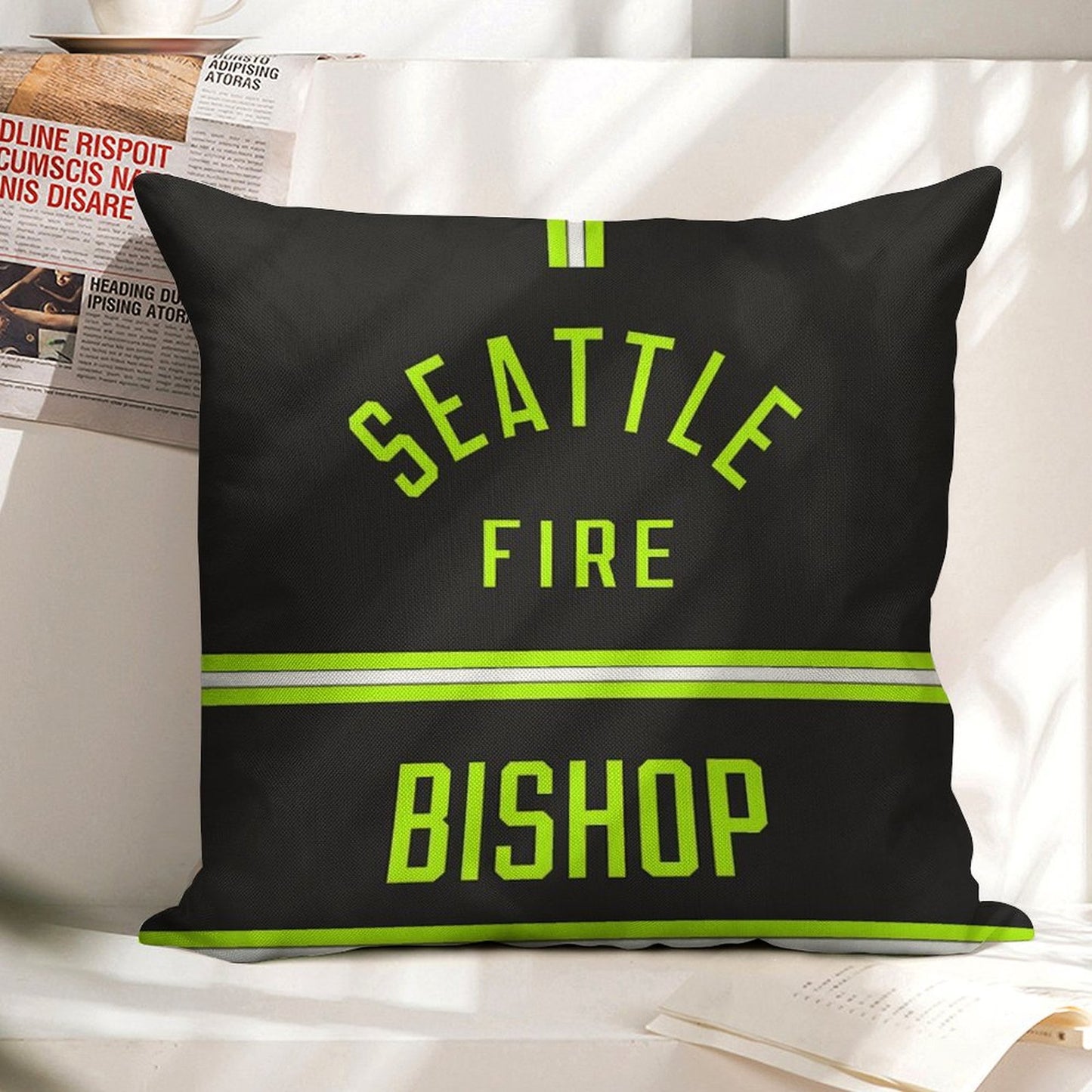 Station 19 - Seattle Fire Bishop Turnouts Pillow Linen Throw Pillow Cover