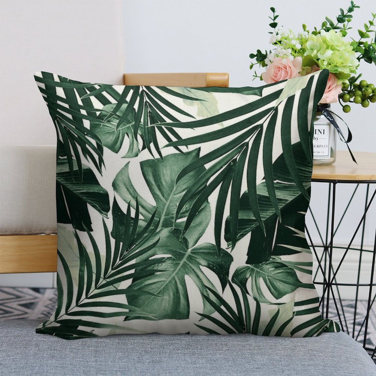 Tropical Jungle Leaves Pattern #4 #tropical #decor #art Linen Throw Pillow Cover