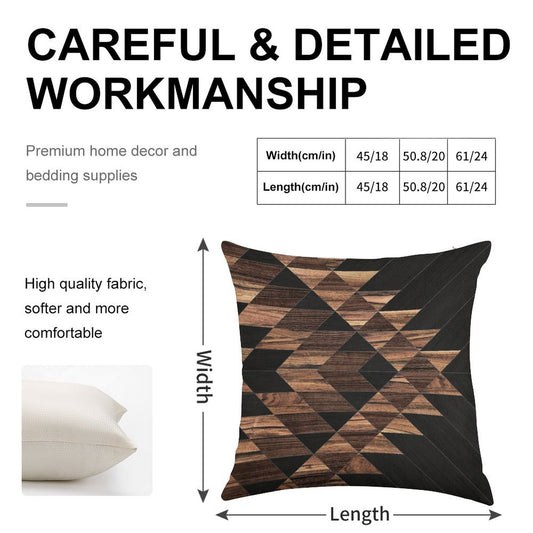 Urban Tribal Pattern No.11 - Aztec - Wood Linen Throw Pillow Cover