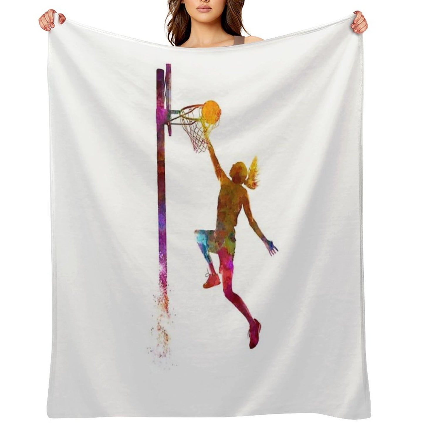 Young Woman Basketball Player 04 Throw Blanket