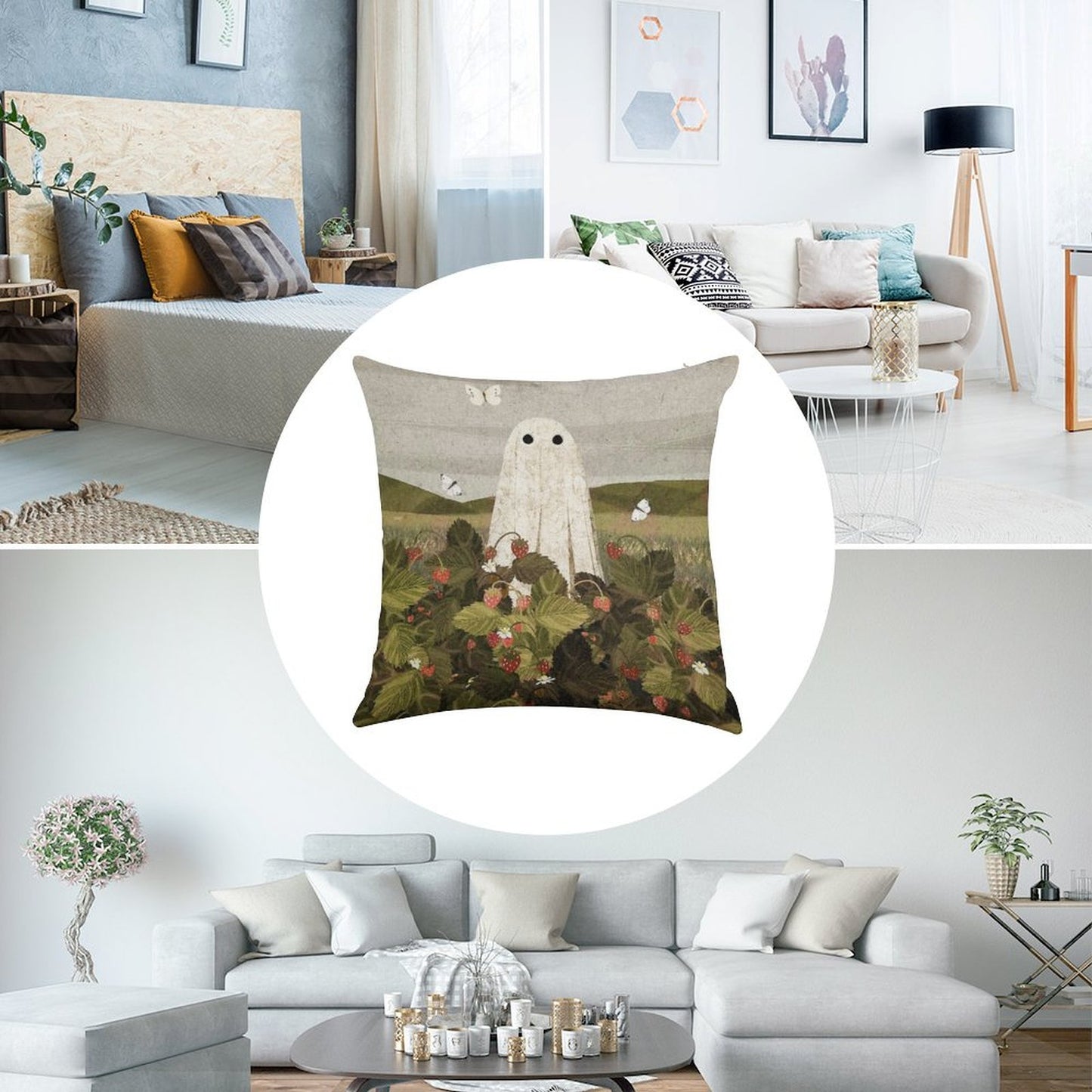Strawberry Fields Linen Throw Pillow Cover