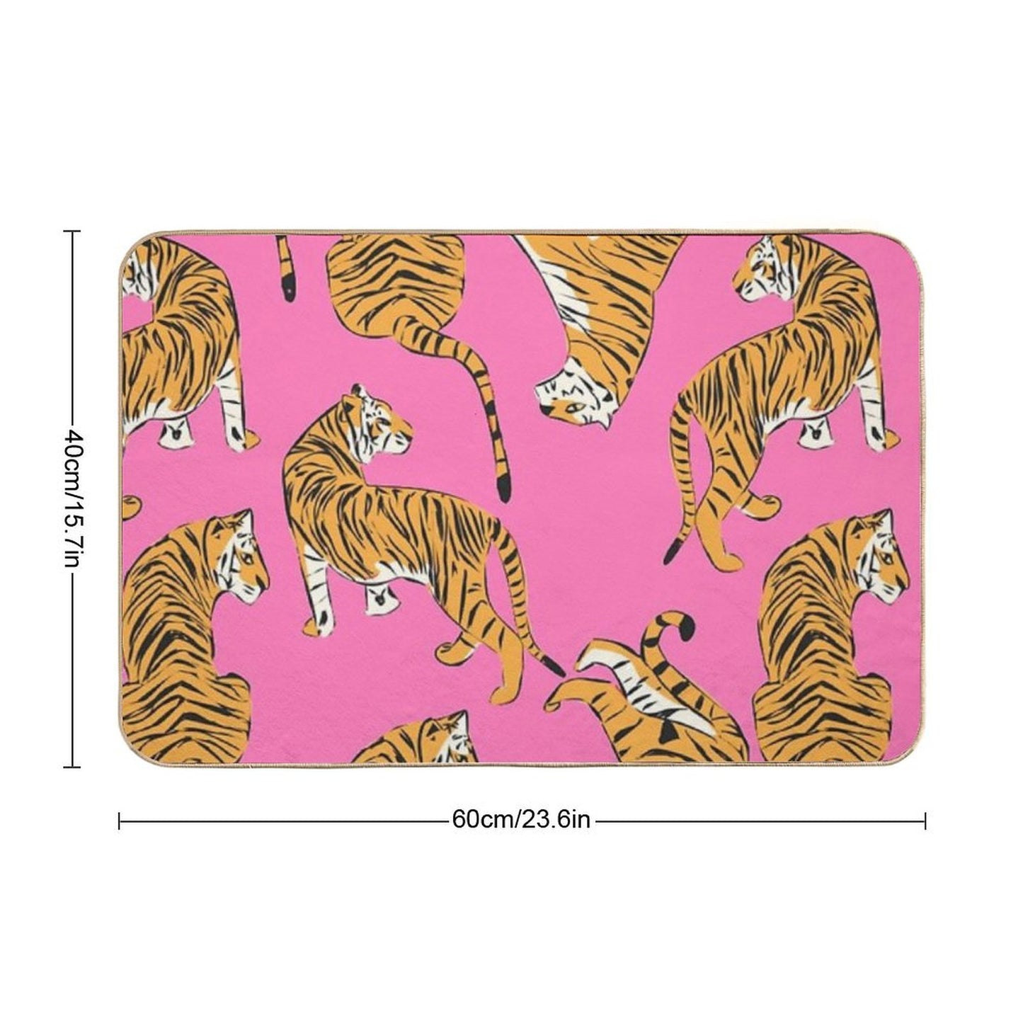 Pink Tiger Repeating Print- Preppy Modern Contemporary Bath Mat