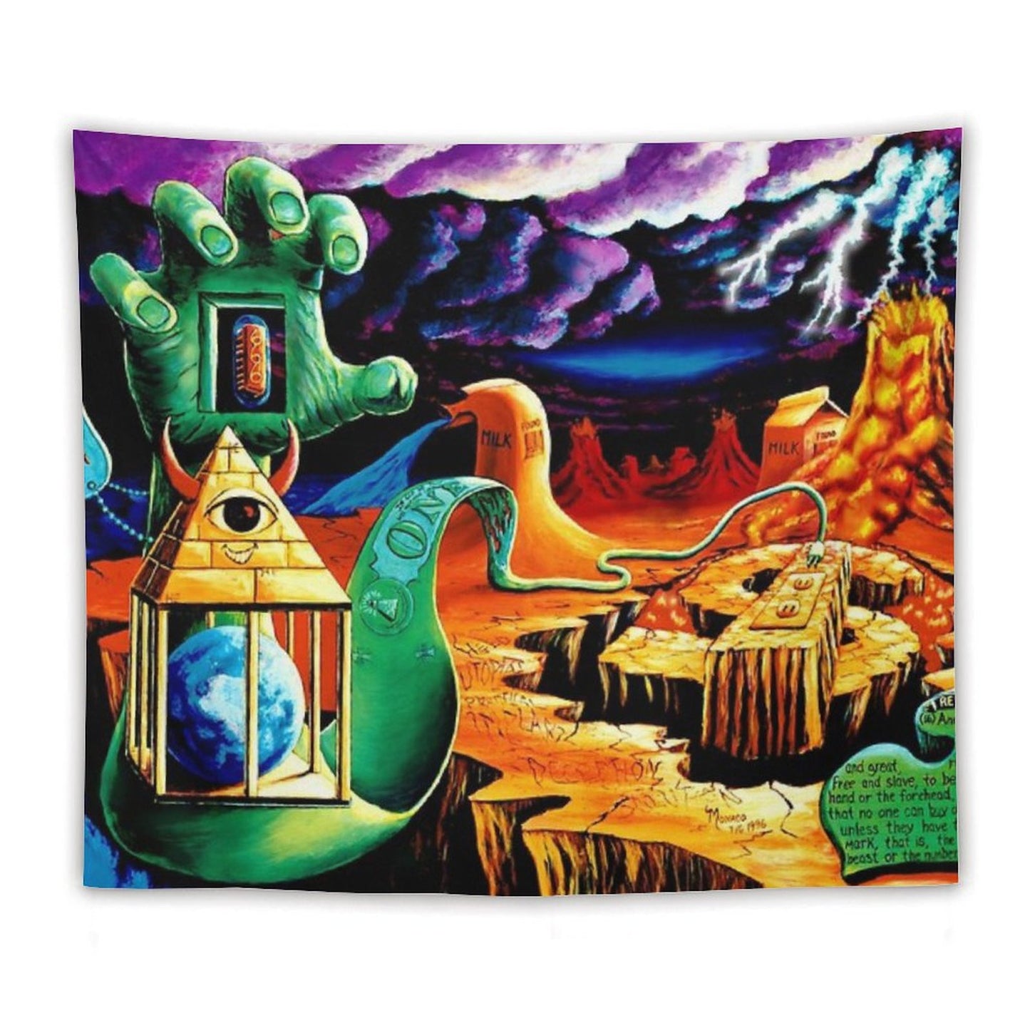 Trippy Psychedelic Surreal Cool Hippie Blacklight Decor Vincent Monaco Tapestry