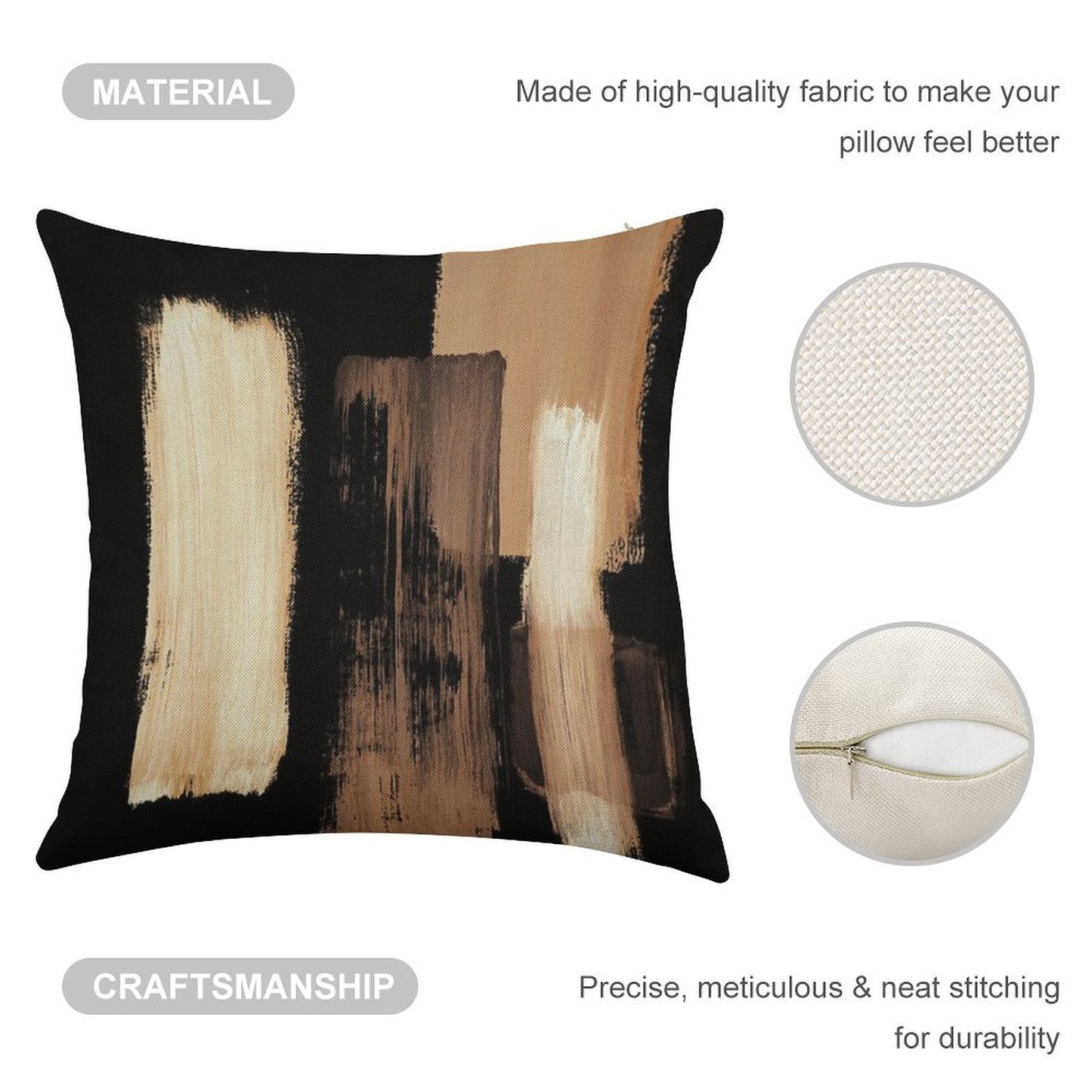 Black Brown Linen Throw Pillow Cover
