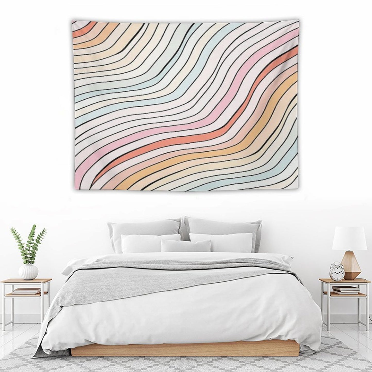 Wavy Summer Aesthetic Tapestry