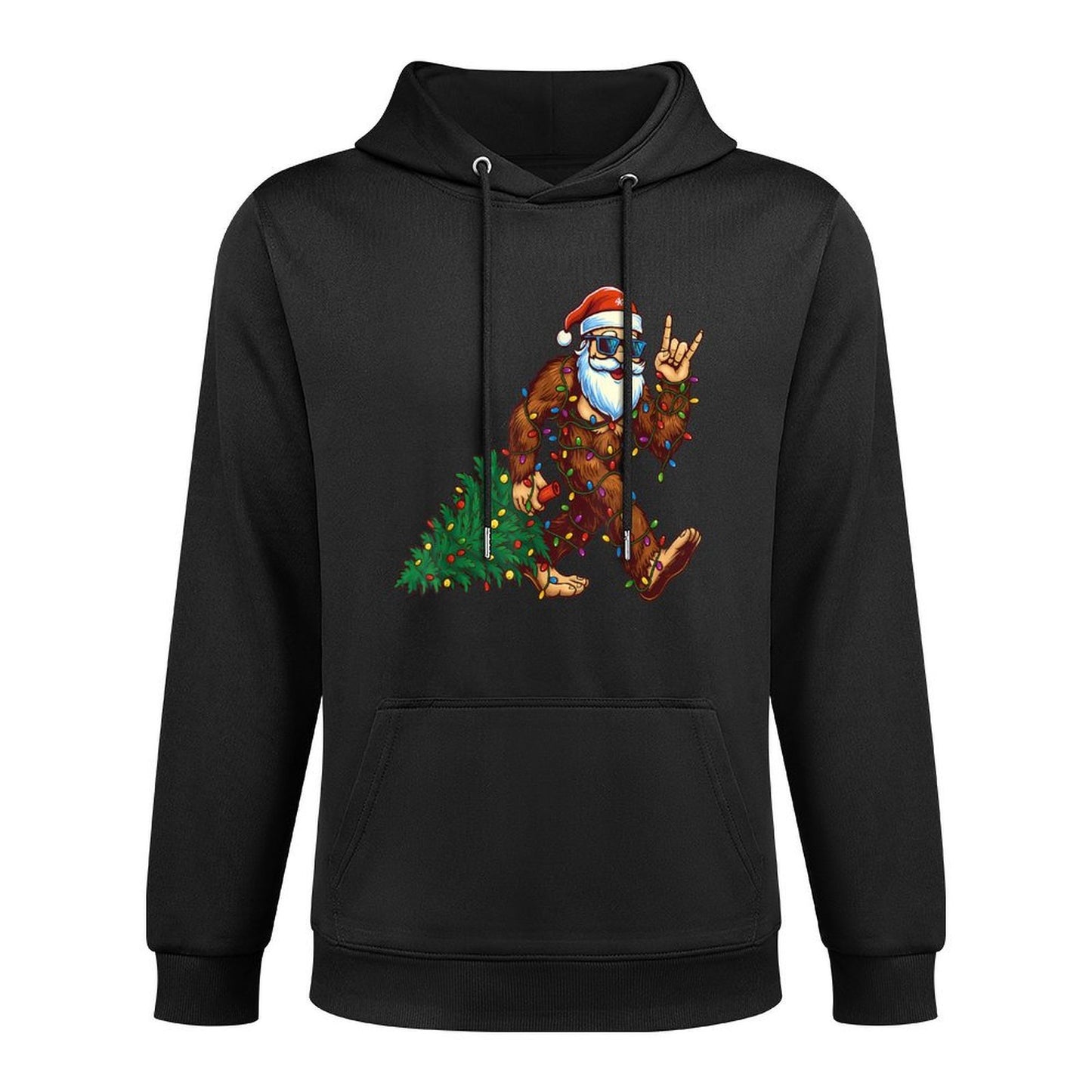 Santa Bigfoot Christmas Tree Xmas Funny Christmas Men Women Colorfast Hoodie