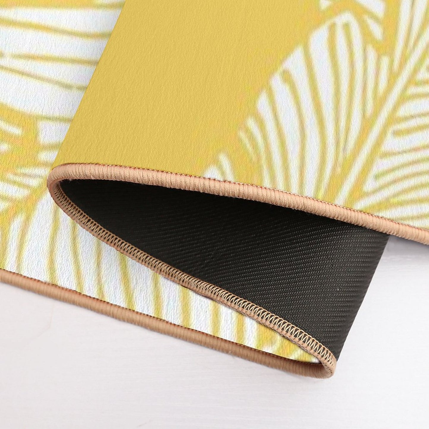 Banana Leaves on Yellow Bath Mat