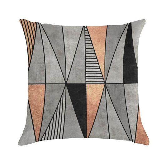 Concrete And Copper Triangles Soft Reinforced Edging Throw Pillow