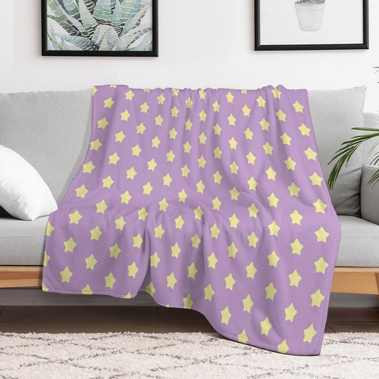 Yellow Stars on Purple Pop Throw Blanket