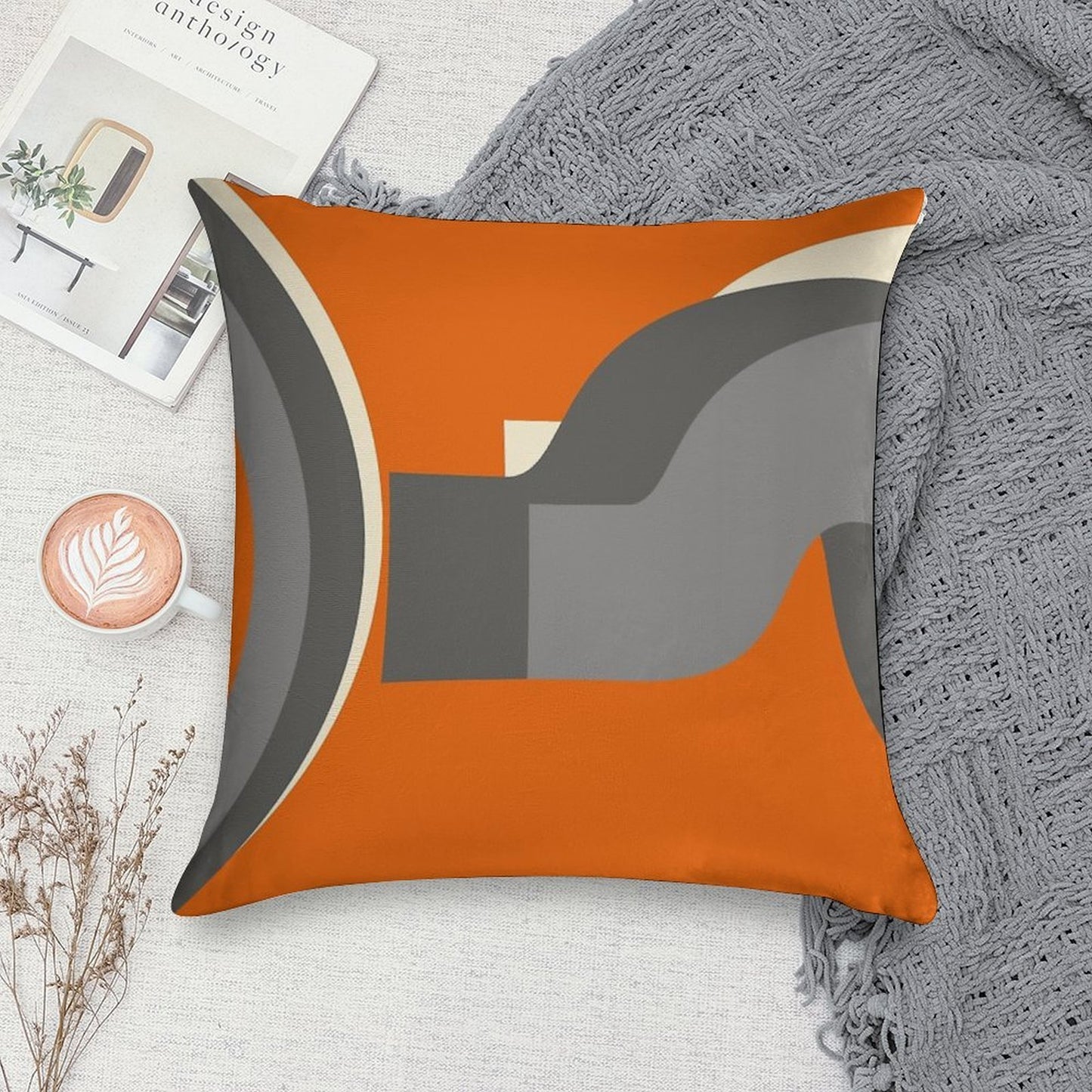 Burnt Orange Retro Soft Skin-Friendly Throw Pillow