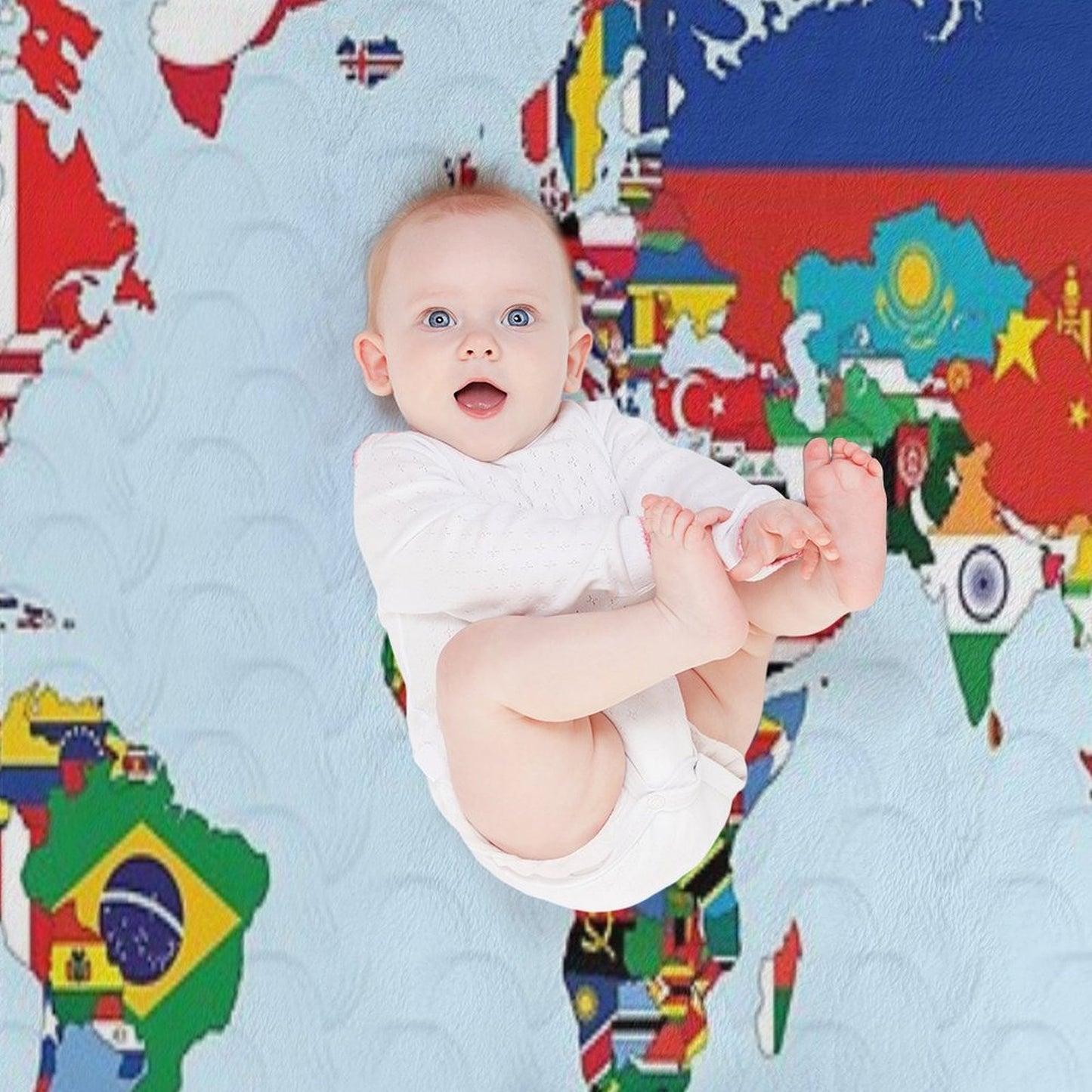 World Map Made Up of Each Countries Flag Throw Blanket