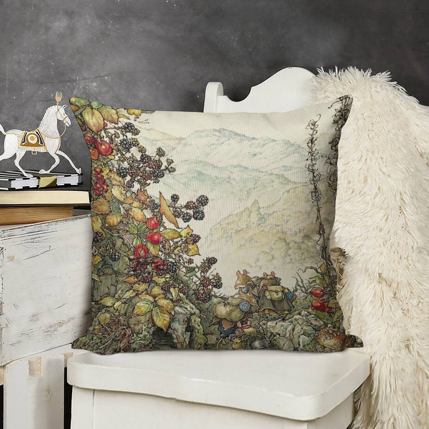 Walk to The High Hills Linen Throw Pillow Cover