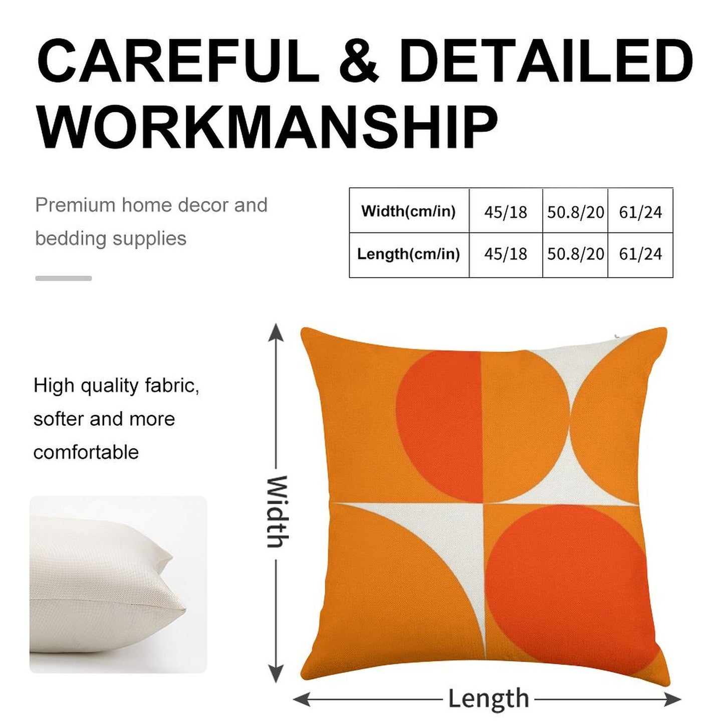 Orange Bauhaus Linen Throw Pillow Cover