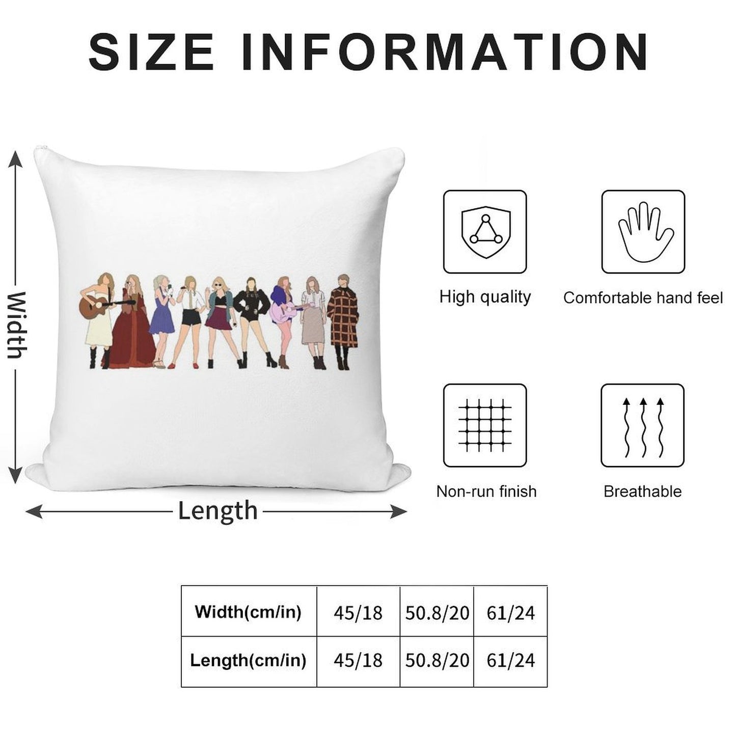 TAYLOR SWIFT 9 ERAS Soft Anti-Pilling Throw Pillow