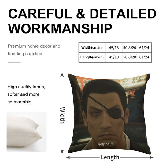 Yakuza Majima Holy Sht Linen Throw Pillow Cover