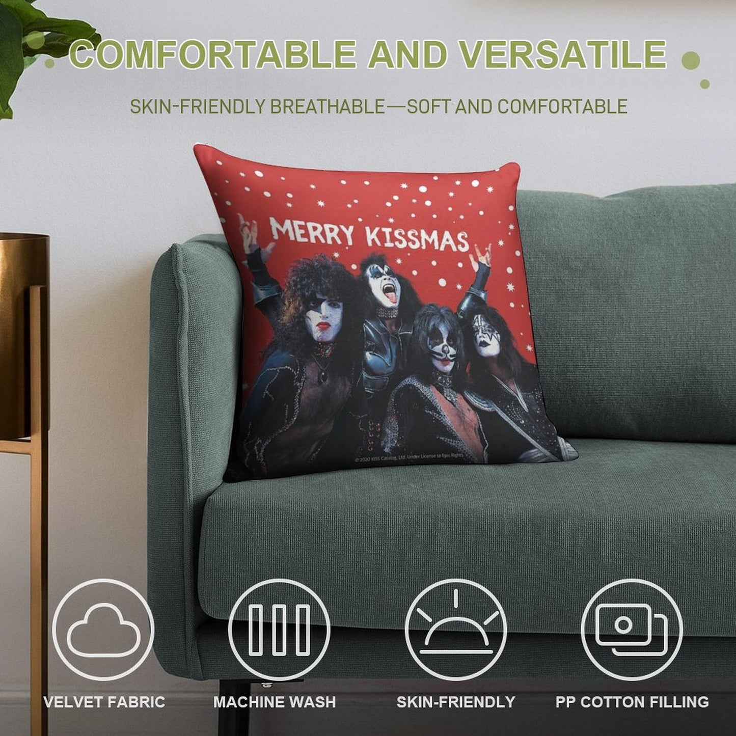Merry Kissmas! Soft Skin-Friendly Throw Pillow