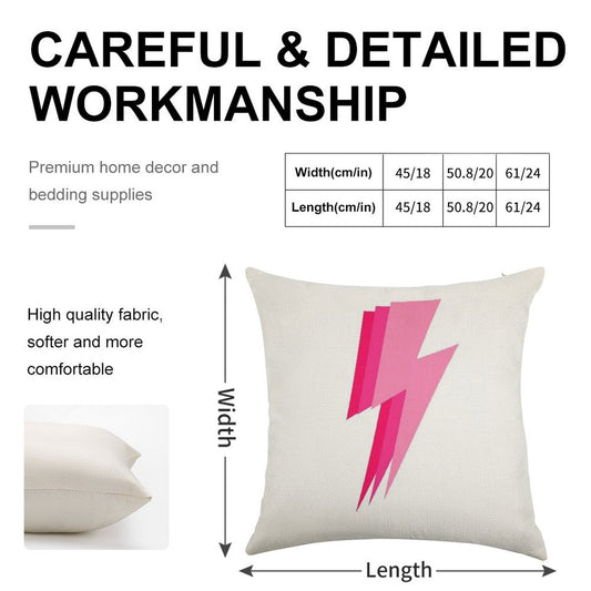 3 Pink Lightning Bolt Linen Throw Pillow Cover
