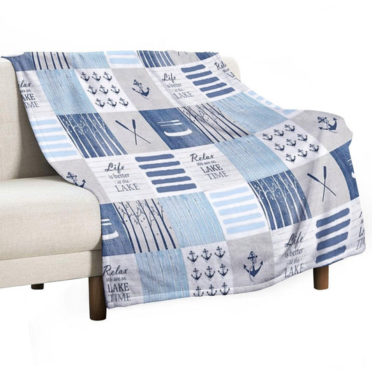 Life Is Better at The Lake Patchwork Throw Blanket