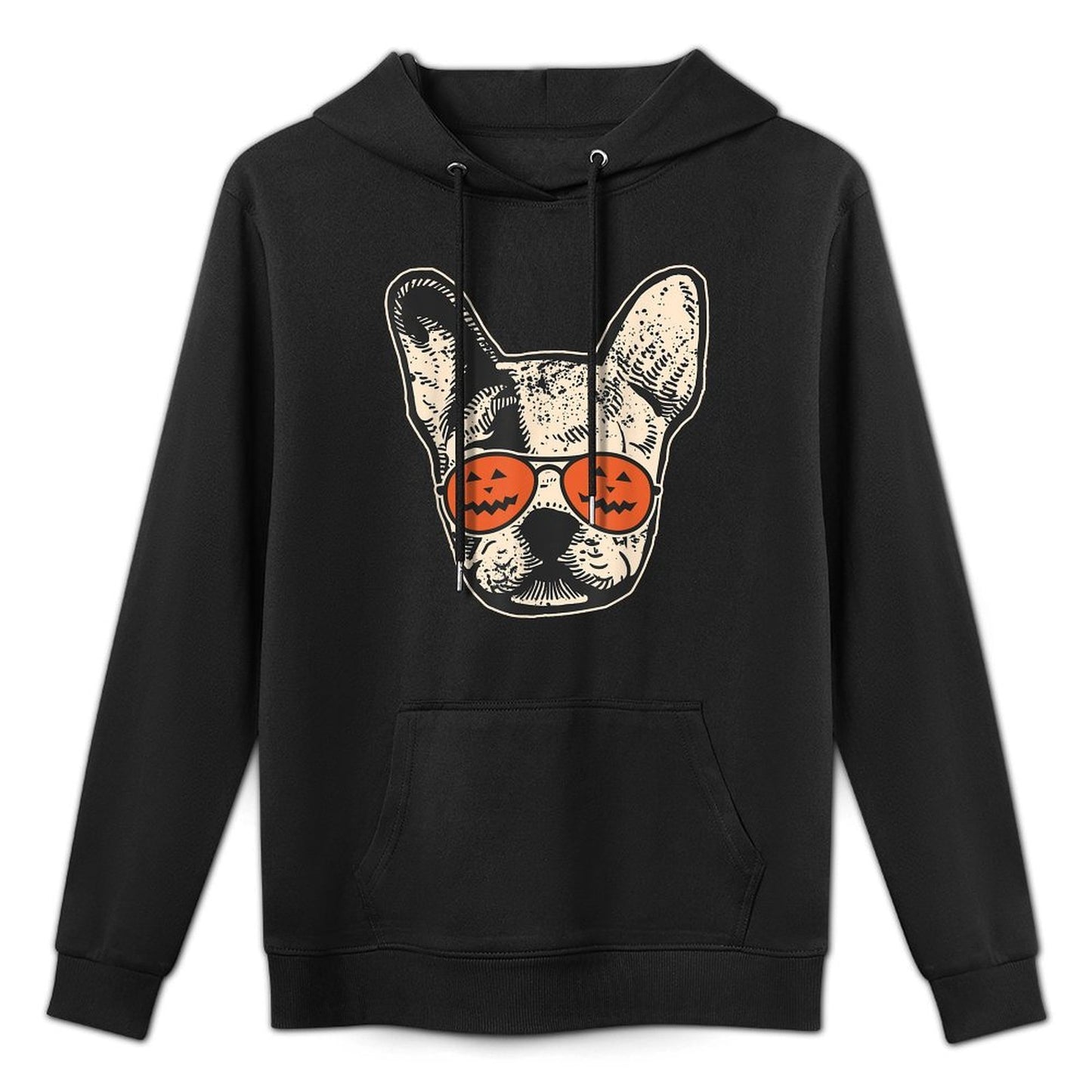 Frenchie in Pumpkin Sunglasses - French Bulldog Halloween Easy Care Hoodie