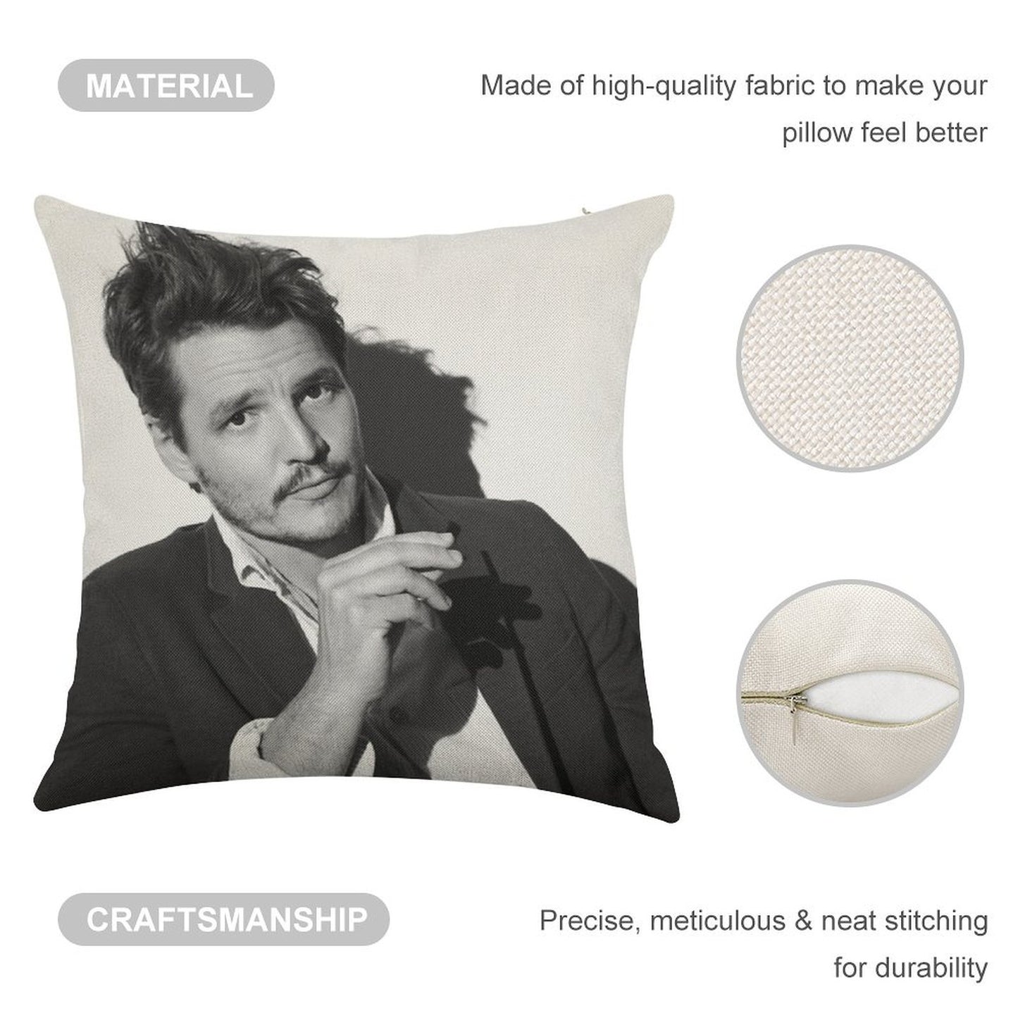 Pedro Pascal Linen Throw Pillow Cover