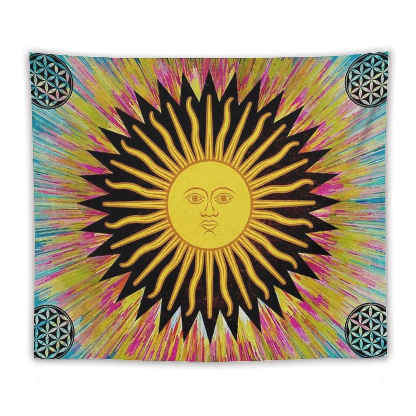 Psychedelic Sun Star Bohemian Zen Hippie Festival Tapestry