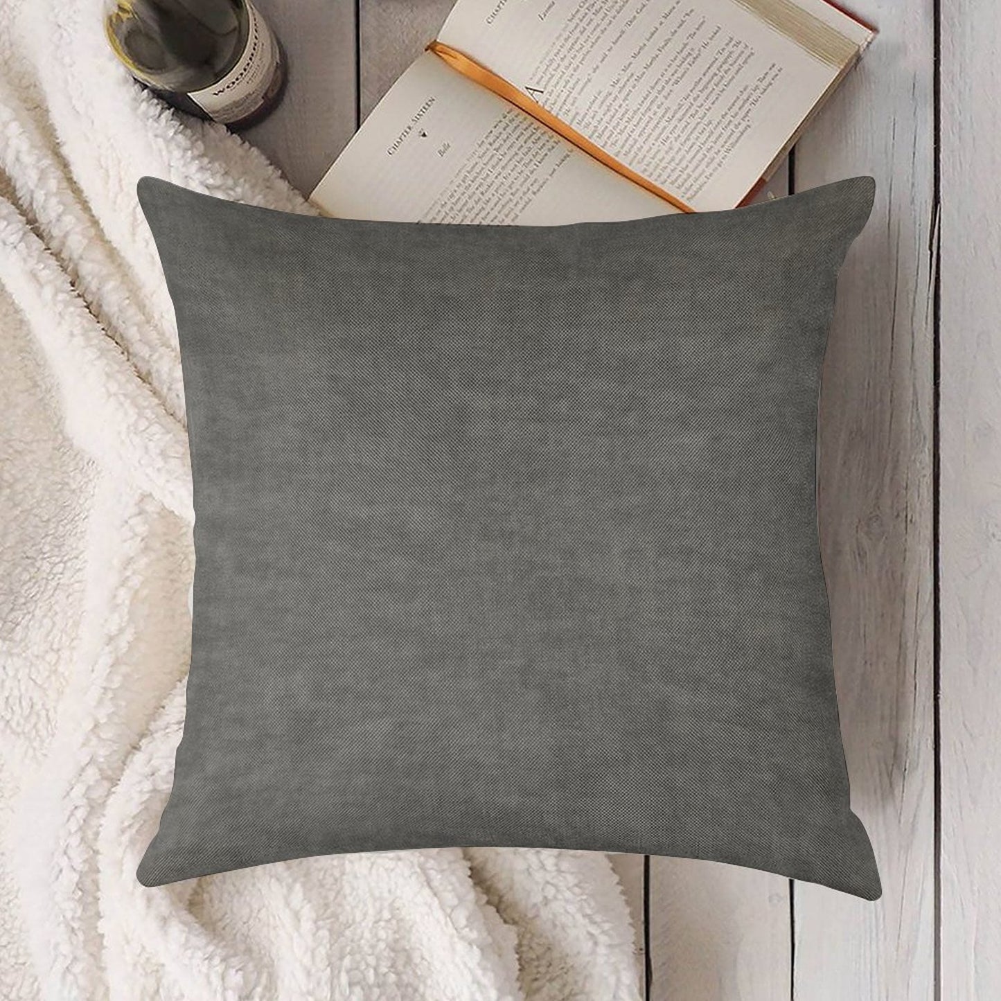 ██ Rough Concrete Gray Linen Throw Pillow Cover