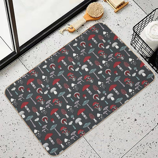 Midnight Mushrooms - Fun Fungus Pattern by Cecca Designs Bath Mat