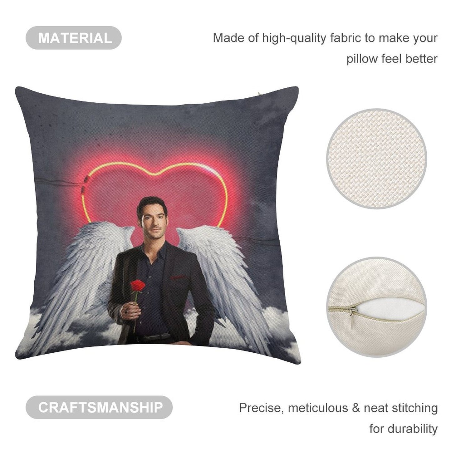 LUCIFER # 1 Linen Throw Pillow Cover