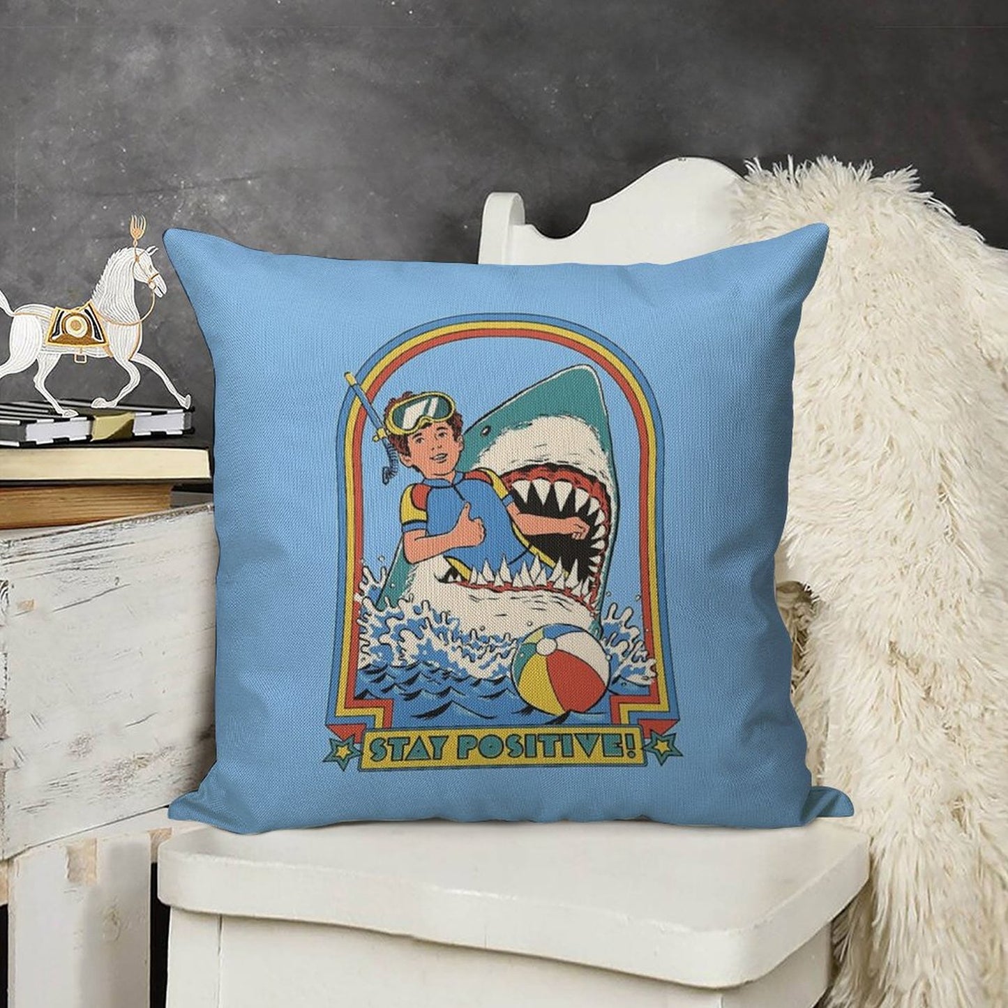 Stay Positive Linen Throw Pillow Cover