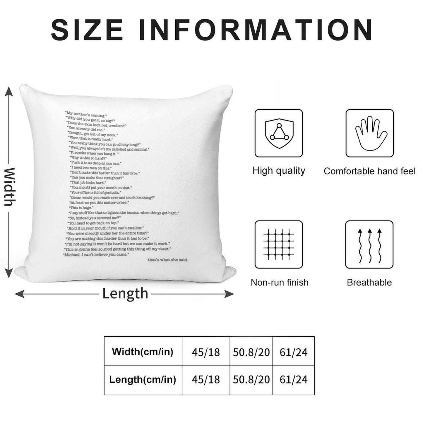 Every That's What She Said From The Office Soft Shrink-Resistant Throw Pillow