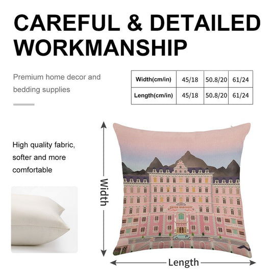 Grand Budapest Hotel Poster Wes Movie Rushmore Linen Throw Pillow Cover