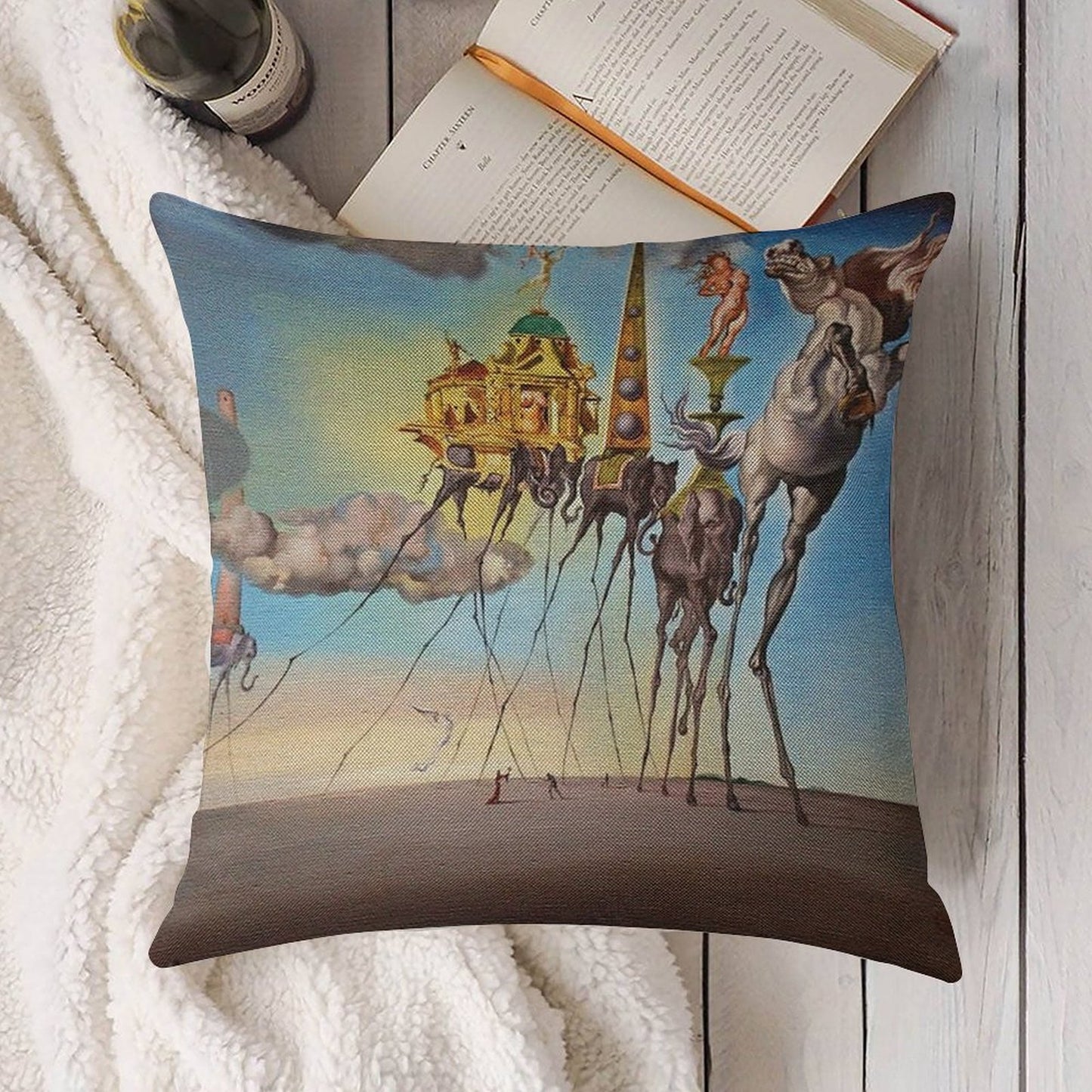The Temptation of St. Anthony Linen Throw Pillow Cover