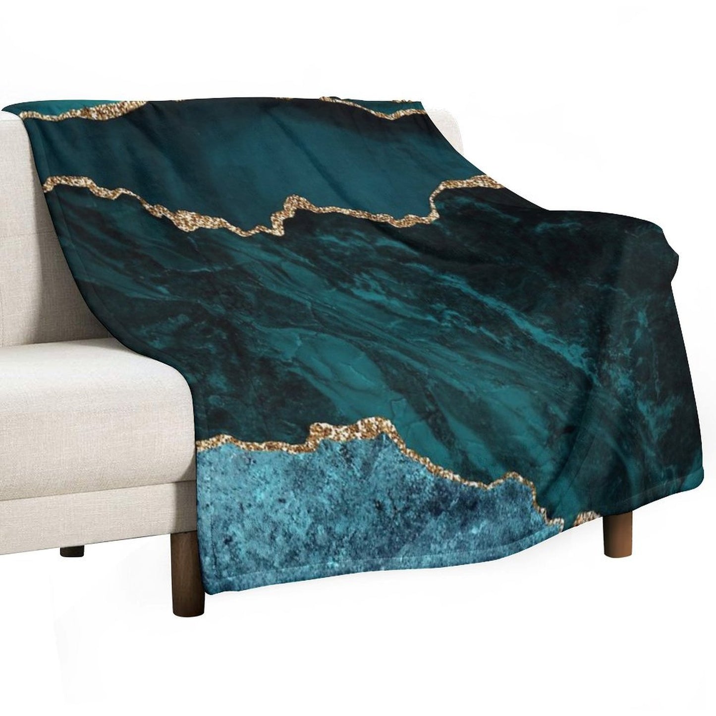 Teal & Gold Agate Texture 02 Throw Blanket