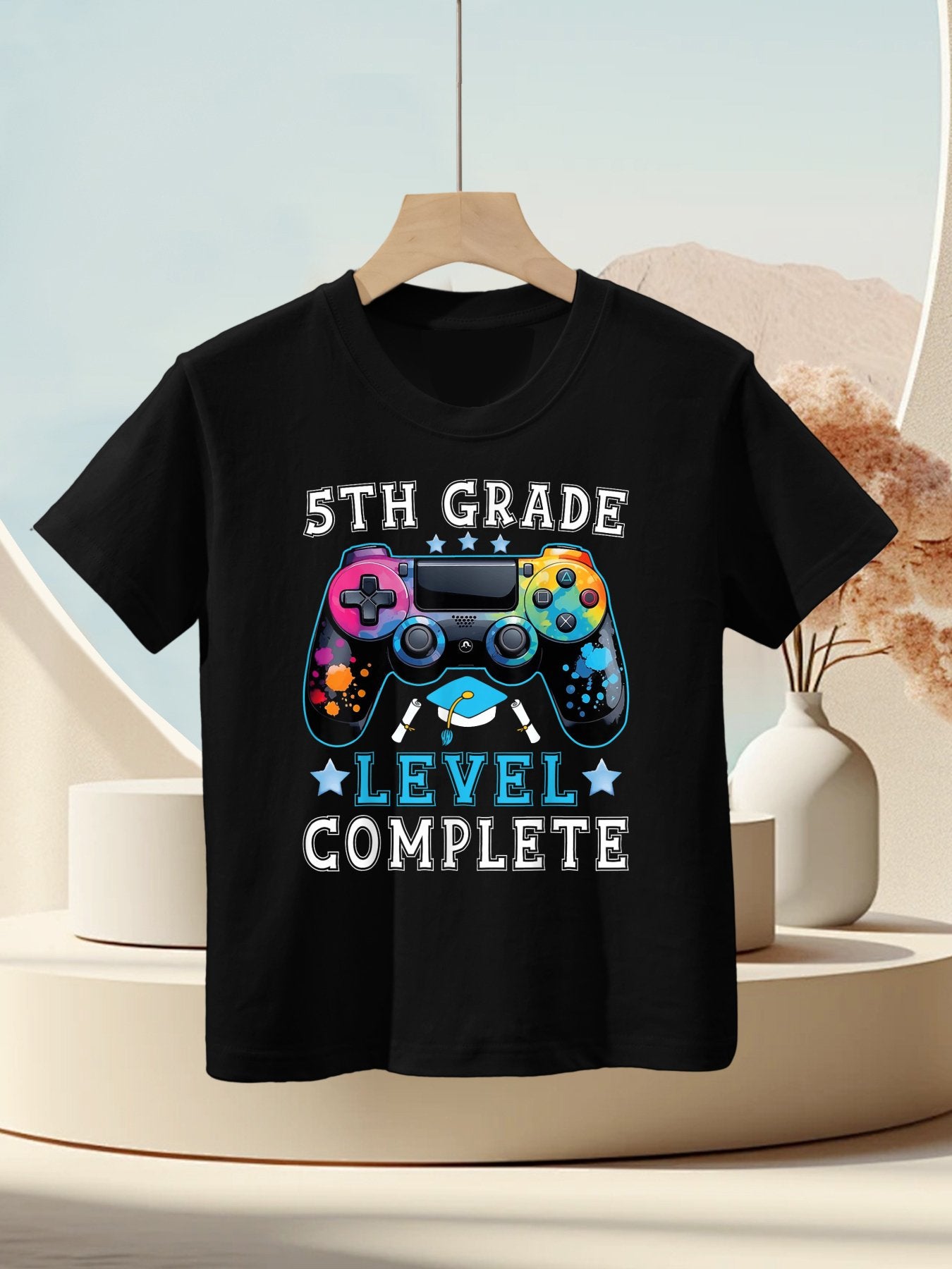 5th Grade Level Complete Last Day Of School Gamer Graduation Kids T-Shirt
