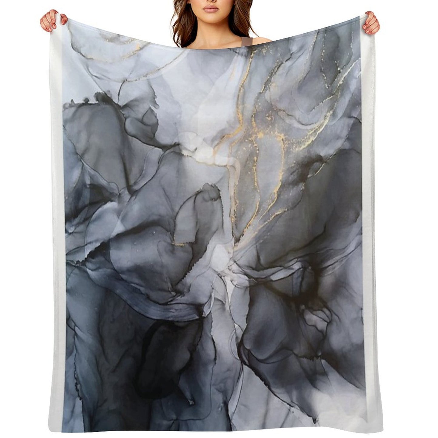 Calm But Dramatic Light Monochromatic Black & Grey Abstract Throw Blanket