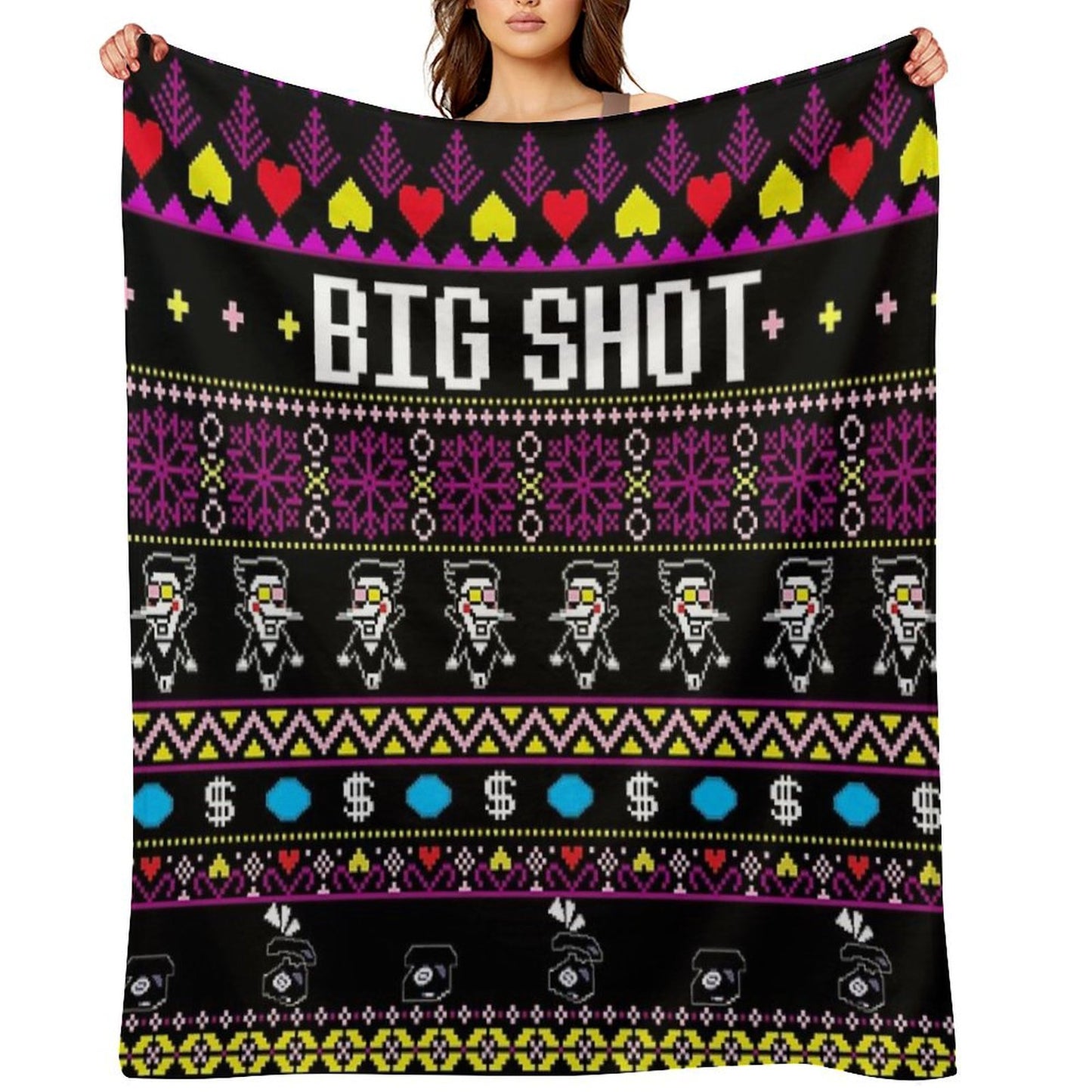 Spamton's BIG SHOT Kromer Krismas Throw Blanket