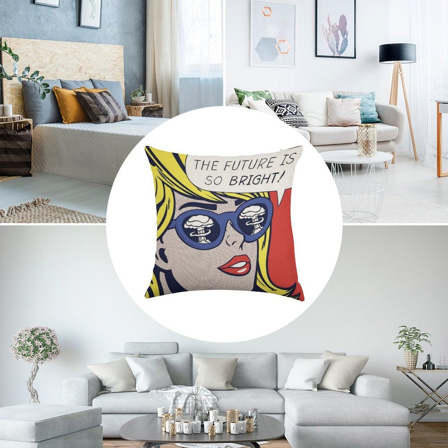 Pop Optimistic Girl Linen Throw Pillow Cover
