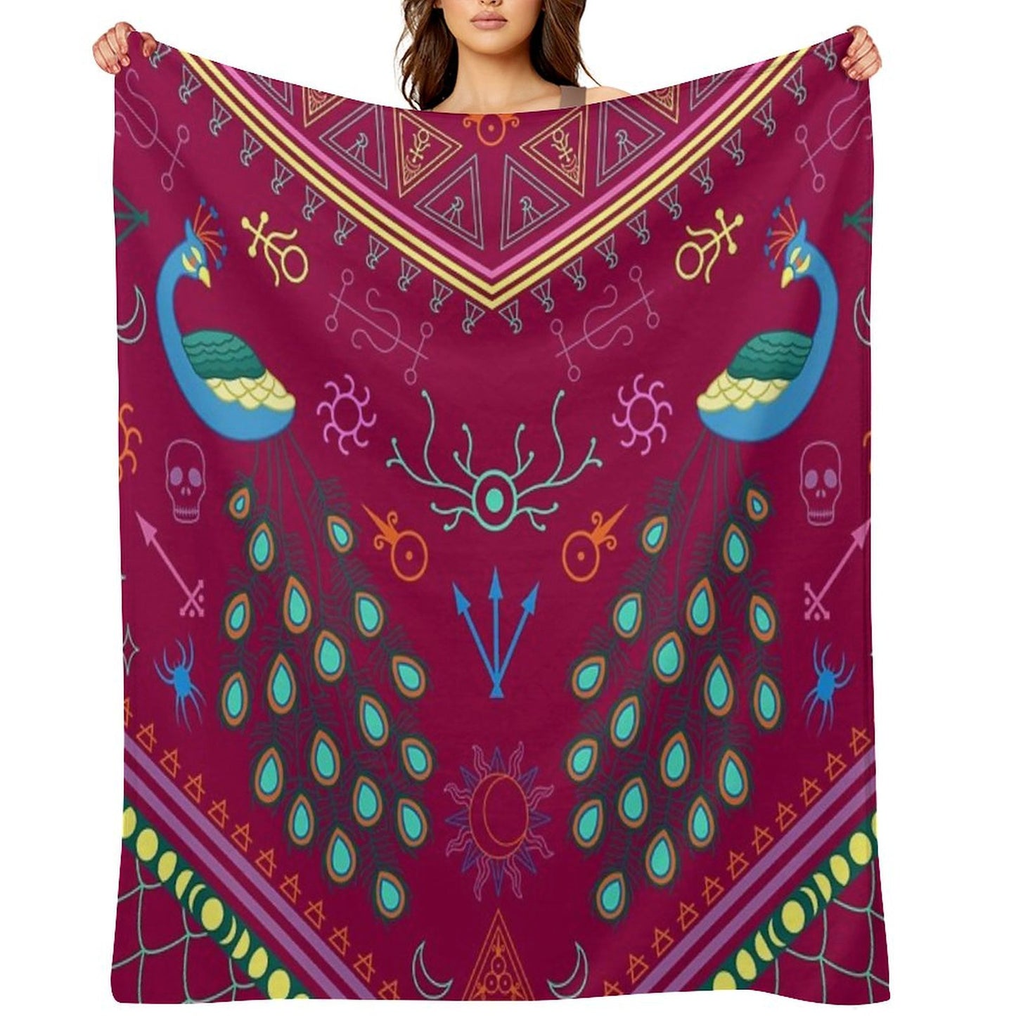 Mollymauk Tealeaf Inspired Print Throw Blanket