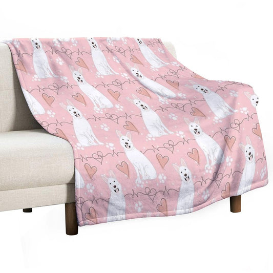 LOVE White German Shepherd Throw Blanket
