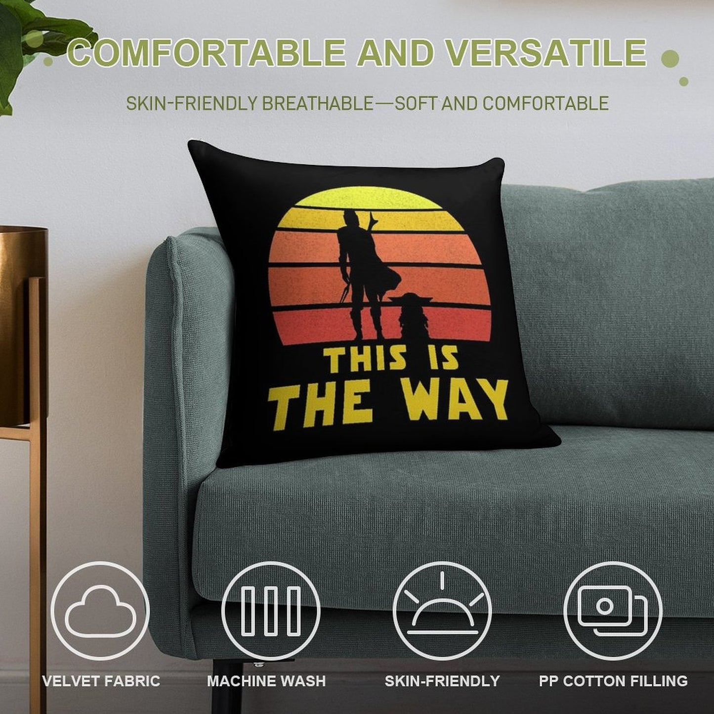 Mando Retro Vol.1 Soft Short Plush Fabric Throw Pillow