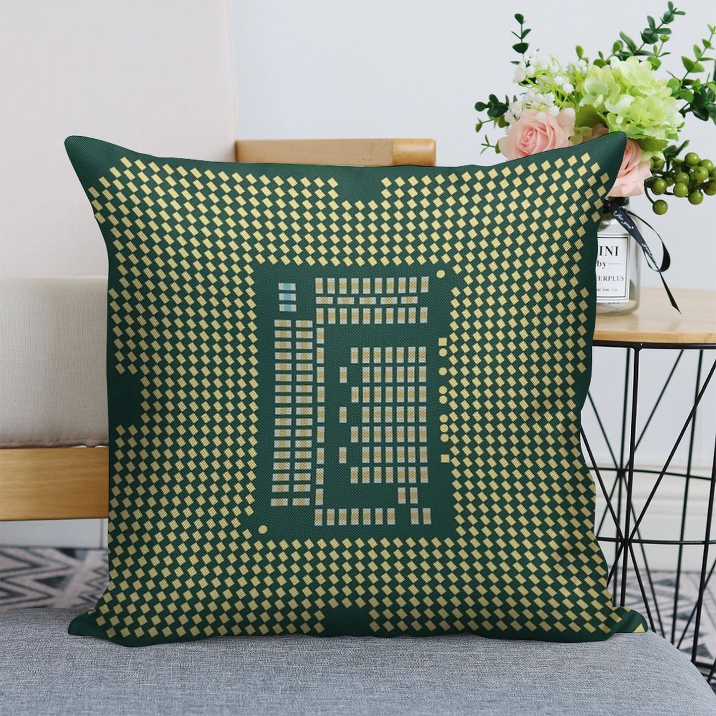 Intel Core CPU Processor Bottom Linen Throw Pillow Cover