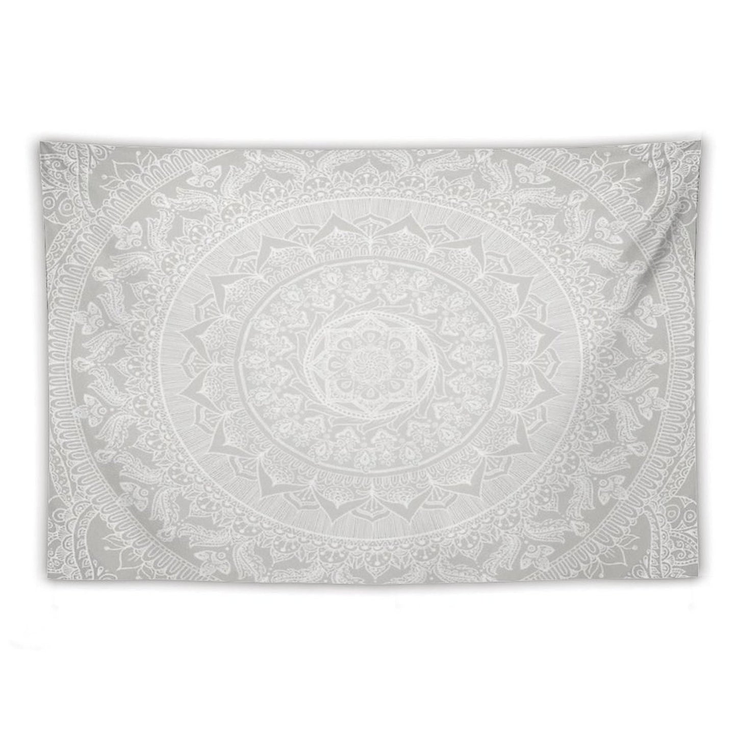 Mandala Soft Gray Tapestry
